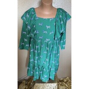 NWT Michelle McDowell Dress Women's Green Zebra Animal Print Size Medium